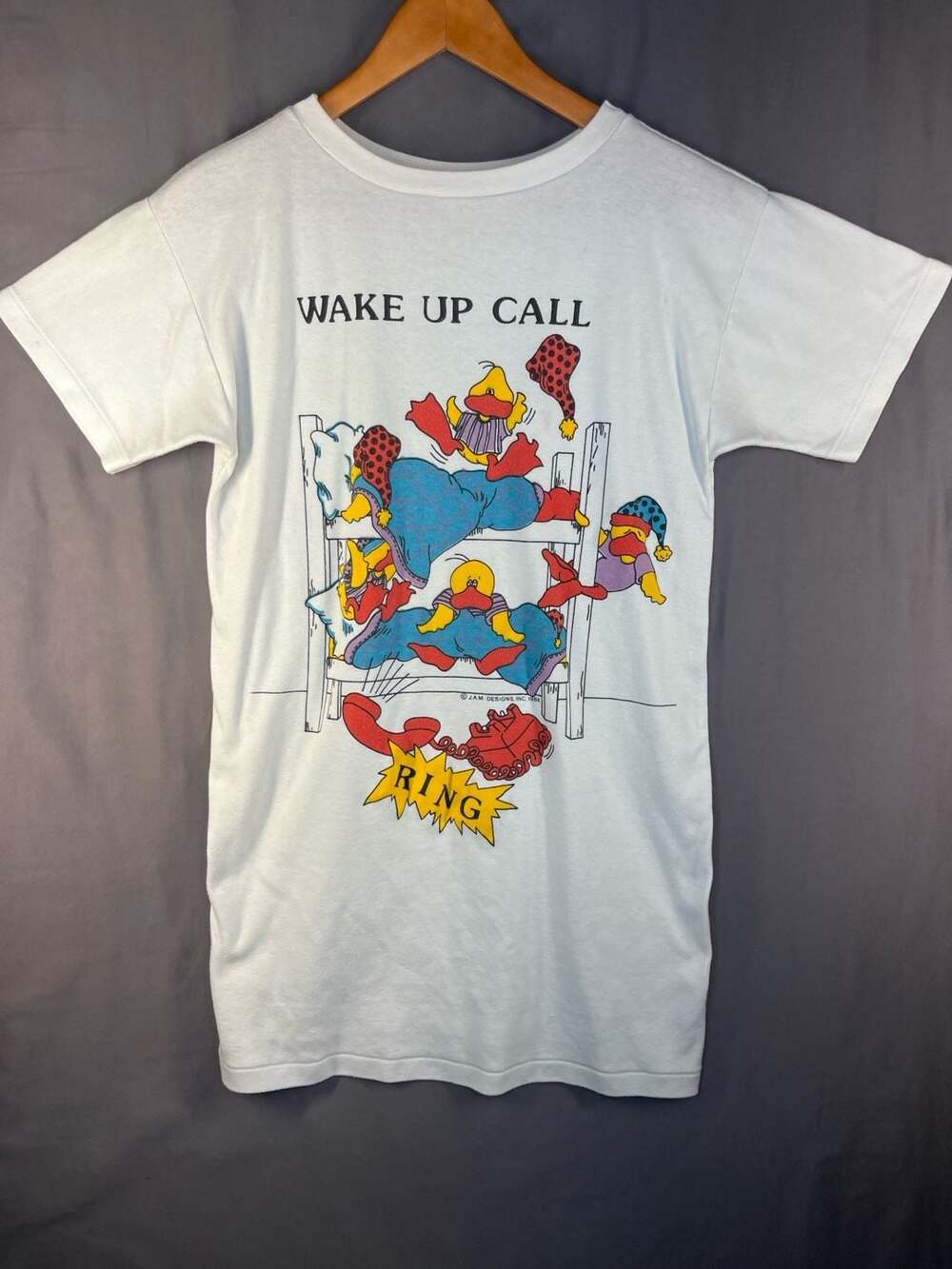 Vintage 1986 J.A.M. Designs, Inc. 'Wake Up Call' T-Shirt